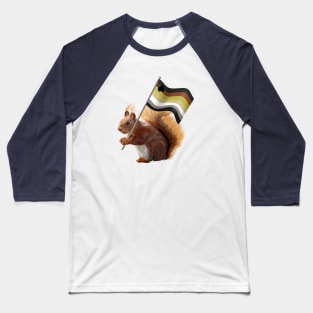 A Red Squirrel with a Gay Bear Pride Flag Baseball T-Shirt